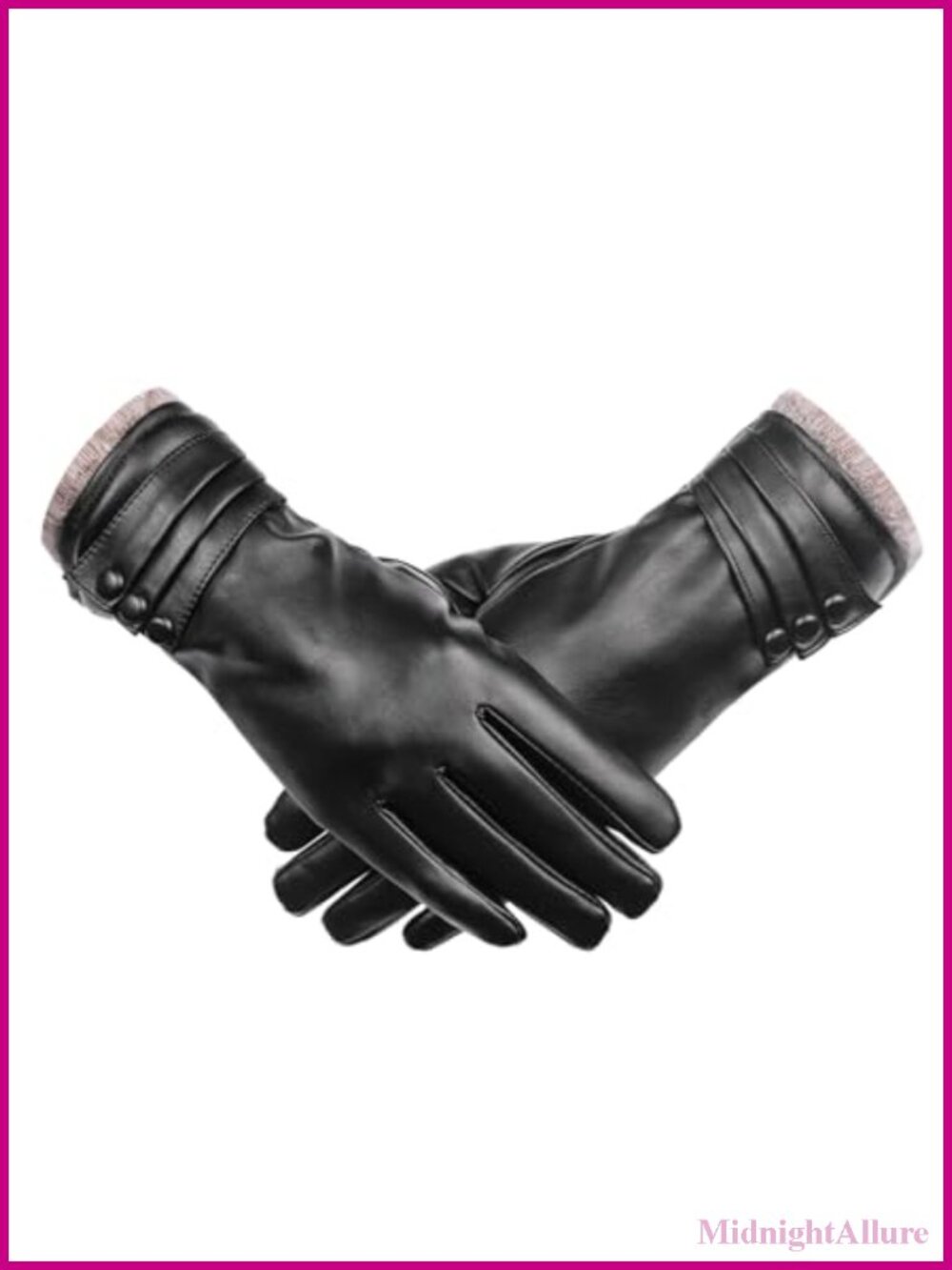 Winter PU Leather Gloves Touch Screen Wool Fleece Lined Warm